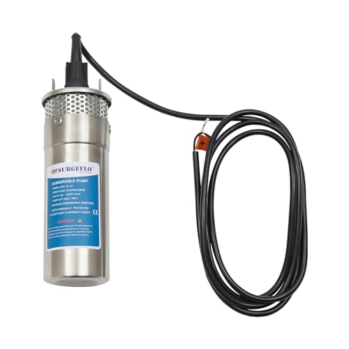 12V DC 30m Tiefbrunnenpumpe Tauchpumpe Zylinderwasserpumpe 120W 12L/min Edelstahl-Tauchbrunnenpumpe von FUNYSF