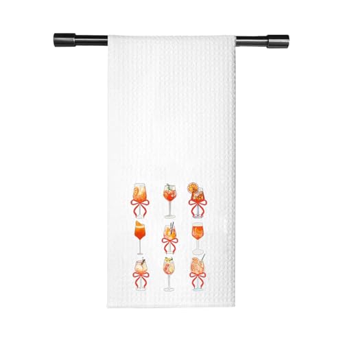 FUNYSO Aperol Spritz Küchentuch Bar Geschenk für Barkeeper Cocktail Sommer Kokette Schleife Cocktail Geschirrtuch für Aperol Spritz Liebhaber (9 Spritz Towel UK) von FUNYSO