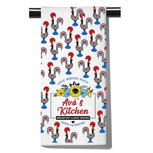FUNYSO Küchenhandtuch mit portugiesischem Hahn, Geschenk für Oma und Küche, Geschenk zum Einzug, portugiesische Oma FUNYSO Küchenhandtuch mit portugiesischem Hahn, Geschenk für Oma und Küche, Geschenk zum Einzug, portugiesische Oma von FUNYSO