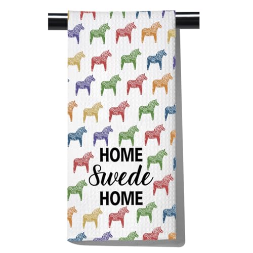 FUNYSO Sweden Gift Küchentuch, schwedisches Dala-Pferd, mittelgroß, 61 x 40 cm, 80 % Polyester, 20 % Polyamid, Home Swede UK von FUNYSO