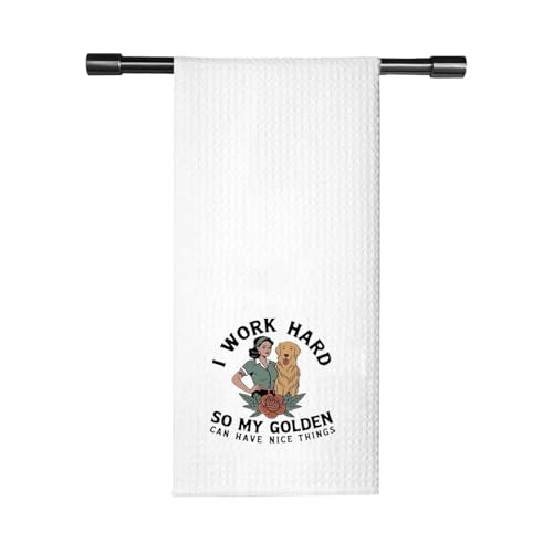 Küchentuch mit Aufschrift "I Work Hard So My Golden Can Have Nice Things", lustiges Geschenk für Hundeliebhaber, Geschenk für Mütter Küchentuch mit Aufschrift "I Work Hard So My Golden Can Have Nice Things", lustiges Geschenk für Hundeliebhaber, Geschenk für Mütter von FUNYSO