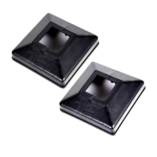2 Stck Geländerpfosten Abdeckung, Treppengeländer-Basis-Schutzschale, Kunststoffschale Bodenflansch für verschiedene Treppengeländer von 3cm x 3cm Vierkantrohr (Schwarz) von FUOIDYE