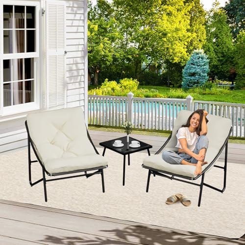 BalkonmöBel Set 3 Teilig, Balkonset 2 Stühle 1 Tisch, Garten MöBel Set, Balkonmöbel Kleiner Balkon mit Abnehmbar Kissen & Tisch, Bequemer Balcony Furniture für Innen/AußEn (Braun) von FUOIDYE