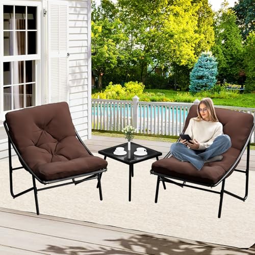 BalkonmöBel Set 3 Teilig, Balkonset 2 Stühle 1 Tisch, Garten MöBel Set, Balkonmöbel Kleiner Balkon mit Abnehmbar Kissen & Tisch, Bequemer Balcony Furniture für Innen/AußEn (Weiß) von FUOIDYE