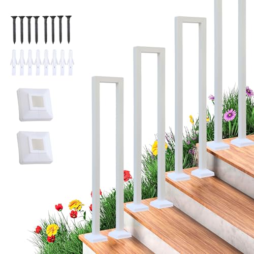 Treppengeländer Innen, U-FöRmige GeläNder Treppe, 35-110cm Handlauf Treppe,Metal GeläNder Drinnen/RaußEn, Nordic Modern handlauf schwarz, Geländer für Villen (Weiß, 95cm) von FUOIDYE