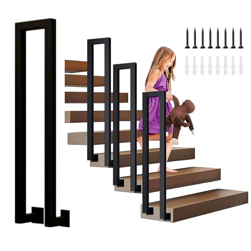 Treppengeländer Innen, U-FöRmige GeläNder Treppe, 35-110cm Handlauf Treppe,Metal GeläNder Drinnen/RaußEn, Nordic Modern handlauf schwarz, Geländer für Villen (C-Schwarz, 65cm) von FUOIDYE
