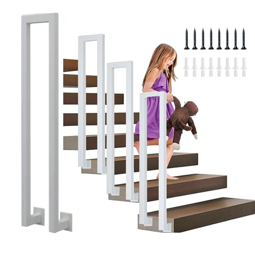 Treppengeländer Innen, U-FöRmige GeläNder Treppe, 35-110cm Handlauf Treppe,Metal GeläNder Drinnen/RaußEn, Nordic Modern handlauf schwarz, Geländer für Villen (C-Weiß, 100cm) von FUOIDYE