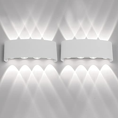 FUPE 2 Stück Wandleuchte Innen,20.5x8x4.5cm Up an Down Wandlampe, Aluminium-Druckguss Aussen 16w Schwarz IP 65 LED 6500K Kaltes Weiß, für Wohnzimmer von FUPE