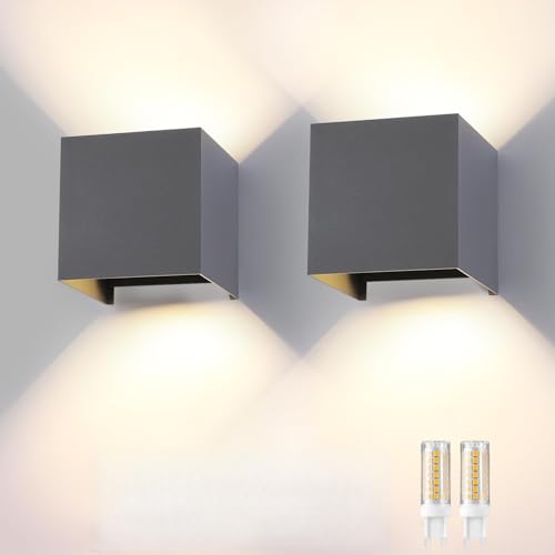 2 Stück Wandleuchte Aussen Innen LED G9 Austauschbarer Dunkelgrau IP65 Wasserdicht Lampe Wandlampe Außenwandleuchten 4000K Natürliche Licht Quadratisch Aluminium Wandleuchte Einstellbar Abstrahlwinkel 2 Stück Wandleuchte Aussen Innen LED G9 Austauschbarer Dunkelgrau IP65 Wasserdicht Lampe Wandlampe Außenwandleuchten 4000K Natürliche Licht Quadratisch Aluminium Wandleuchte Einstellbar Abstrahlwinkel von FUPE
