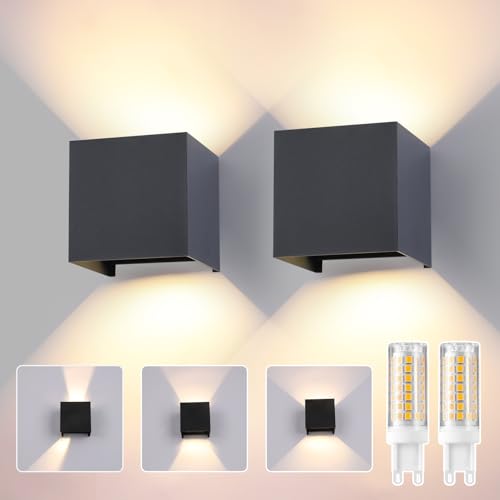 2 Stück Wandleuchte Innen Aussen LED G9 Austauschbarer Anthrazit IP65 Wasserdicht Lampe Wandlampe Aussen Außenwandleuchten 3000K Warmweiß Quadratisch Aluminium Wandleuchte Einstellbar Abstrahlwinkel 2 Stück Wandleuchte Innen Aussen LED G9 Austauschbarer Anthrazit IP65 Wasserdicht Lampe Wandlampe Aussen Außenwandleuchten 3000K Warmweiß Quadratisch Aluminium Wandleuchte Einstellbar Abstrahlwinkel von FUPE