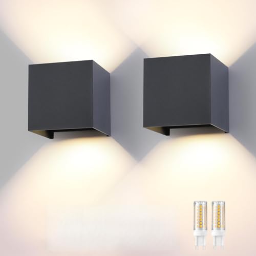 2 Stück Wandleuchte Innen Aussen LED G9 Austauschbarer Anthrazit IP65 Wasserdicht Lampe Wandlampe Außenwandleuchten 4000K Natürliche Licht Quadratisch Aluminium Wandleuchte Einstellbar Abstrahlwinkel 2 Stück Wandleuchte Innen Aussen LED G9 Austauschbarer Anthrazit IP65 Wasserdicht Lampe Wandlampe Außenwandleuchten 4000K Natürliche Licht Quadratisch Aluminium Wandleuchte Einstellbar Abstrahlwinkel von FUPE