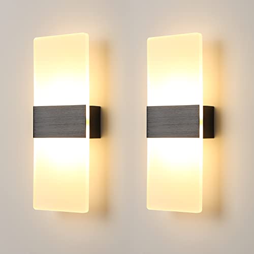 FUPE Wandleuchte innen 4000K,Schwarz,1020Lumen LED Wandleuchte innen up and down Flurlampe Wand Belechtung Wandlampe für Schlafzimmer Korridor Wohnzimmer Treppen etc warmes weißes Licht von FUPE