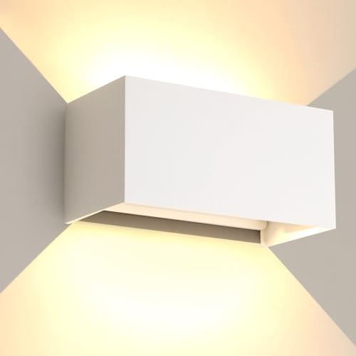 25W LED Wandleuchte Aussen Innen Außenwandleuchten IP65 Wasserdichte Wandlampe Moderne Aluminium Außenleuchte Wand Ausenbeleutung Hauswand up and down Einstellbar Lichtstrahl, Weiß 3000K Warmweiß von FUPE