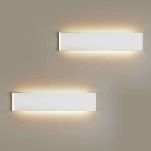 FUPE 2 Stücke Wandleuchte Innen 24W 41cm Up and Down Wandleuchte Aluminium Dekoration/Moderne Wandlampe Warmweiß 4500k Wandleuchten für Wohnzimmer|Schlafzimmer|Korridor|Treppenhau(weiß) von FUPE
