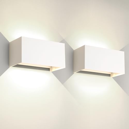 FUPE 2 Stücke 25W LED Wandleuchte Aussen Innen Außenwandleuchten IP65 Wasserdichte Wandlampe Aluminium Außenleuchte Ausenbeleutung Hauswand up down Einstellbar Lichtstrahl, Weiß 4000K Natürliche weiß von FUPE