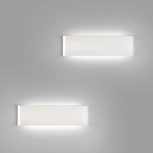 FUPE 2 Stücke Wandleuchte Innen 18W 31cm Up and Down Wandleuchte Aluminium Dekoration/Moderne Wandlampe Kaltes Weiß 6500k Wandleuchten für Wohnzimmer|Schlafzimmer|Korridor|Treppenhau(weiß) von FUPE