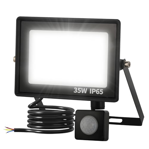 FUPE 35W LED Strahler Mit Bewegungsmelder Außen - Super Hell 3500LM Fluter IP65 Wasserdicht - Außenleuchte Scheinwerfer für Garten, Garage, Sportplatz, Hinterhof - 6500K Kalt Weiß von FUPE