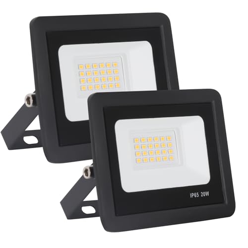 FUPE LED Strahler außen,LED Strahler,LED Scheinwerfer 20W LED Fluter IP65 Wasserdichte, 24 leds 2000LM Außenstrahler 6500K Kaltweiß Ideale Aussenleuchte für Garten, Innenhöfe… 【2 Stück】 von FUPE