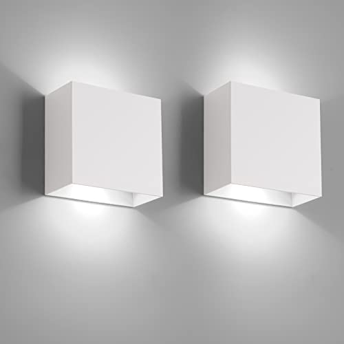 FUPE LED wandleuchte innen, Wandleuchte innen 2 Stücke, Modern up and down leuchten 12W kühles weißes Licht, 6500K Innen Wandleuchte 1200LM für Wohnzimmer, Schlafzimmer, Flur (weiß) von FUPE