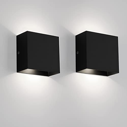 FUPE Wandleuchte innen 12W,LED Wandleuchte innen 1200 Lumen,Schwarz up and down Flurlampe Wand Belechtung Wandlampe 6500K,für Schlafzimmer Korridor Wohnzimmer Treppen etc kühles weißes Licht von FUPE