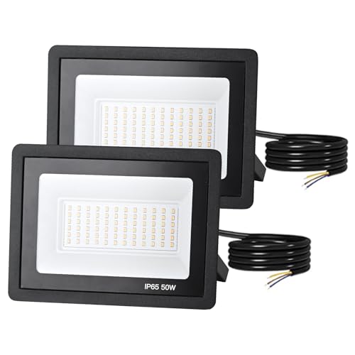 FUPE LED Strahler Außen 50W,LED scheinwerfer 2 Stück 6500K,flutlicht LED Außen IP65 Wasserfest, Aussenstrahler Superhell 5000LM,Außenstrahler LED außenstrahler für Hinterhof Auffahrt Garage Flurgua von FUPE