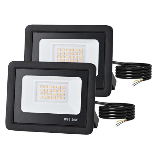 LED Strahler Außen,LED Scheinwerfer 20W LED Fluter Außen IP65 Wasserfest Led Fluter 2000 Lumen,2 Stück LED Strahler 6500K,Außenstrahler LED für Hinterhof Dach Auffahrt Garage Flurgua (kaltweiß) von FUPE