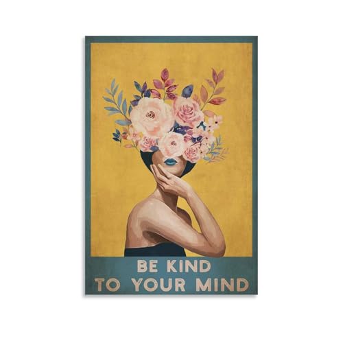 Be Kind to Your Mind Poster Be Kind Art Poster Vintage Foral Poster Modern Floral Poster Be Kind Wall Art Poster Canvas Poster Wall Art Decor Print Picture Paintings for Living Room Bedroom Decoration von FUPMTKLT