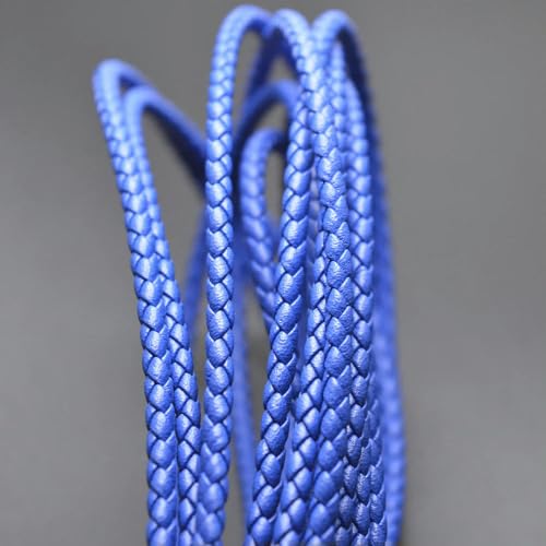 FUPOHUA Lederband, 2 m, 4 mm, rund, geflochten, blau, DIY-Schmuckzubehör von FUPOHUA