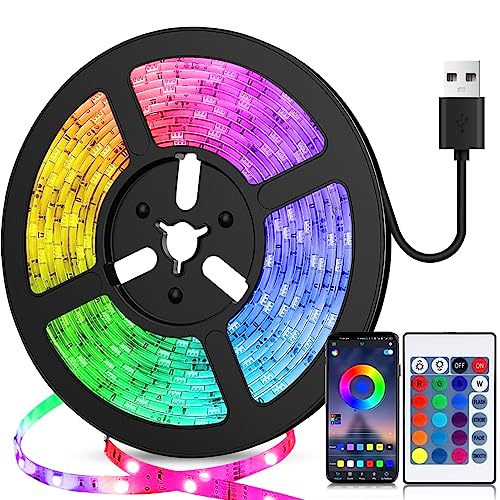 LED Strip 5m USB, RGB LED Streifen, Farbwechsel LED Lichterkette mit Fernbedienung, App-steuerung, Musikmodus, Timer-Einstellung, LED Band für Haus Schlafzimmer TV KücheDeko… von FUPT