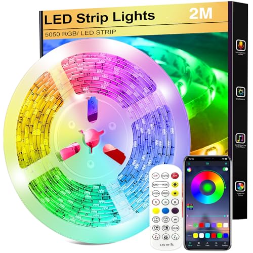 LED Strip 2m USB, RGB LED Streifen, Farbwechsel LED Lichterkette mit Fernbedienung, App-steuerung, Musikmodus, Timer-Einstellung, LED Band für Haus Schlafzimmer TV KücheDeko… von FUPT
