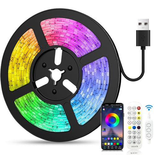 LED Strip 2m USB, RGB LED Streifen, Farbwechsel LED Lichterkette mit Fernbedienung, App-steuerung, Musikmodus, Timer-Einstellung, LED Band für Haus Schlafzimmer TV KücheDeko von FUPT