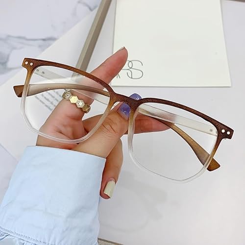 FUQINQINGOZ Anti-Augen-Überanstrengungs-Brille TR-Rahmen Lesebrille Übergroße Computer-Lesegeräte Blaulicht-blockierende Flache Lichtspiegel(Clear-Tea,+150) von FUQINQINGOZ