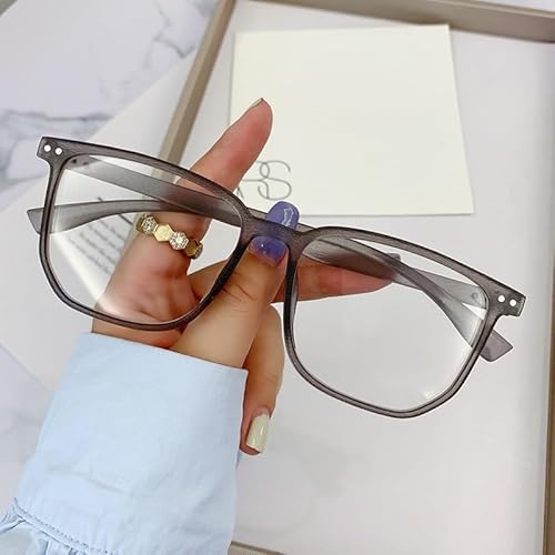 FUQINQINGOZ Anti-Augen-Überanstrengungs-Brille TR-Rahmen Lesebrille Übergroße Computer-Lesegeräte Blaulicht-blockierende Flache Lichtspiegel(Gray,+200) von FUQINQINGOZ
