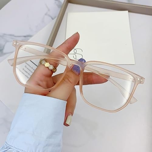 FUQINQINGOZ Anti-Augen-Überanstrengungs-Brille TR-Rahmen Lesebrille Übergroße Computer-Lesegeräte Blaulicht-blockierende Flache Lichtspiegel(Tea,+300) von FUQINQINGOZ