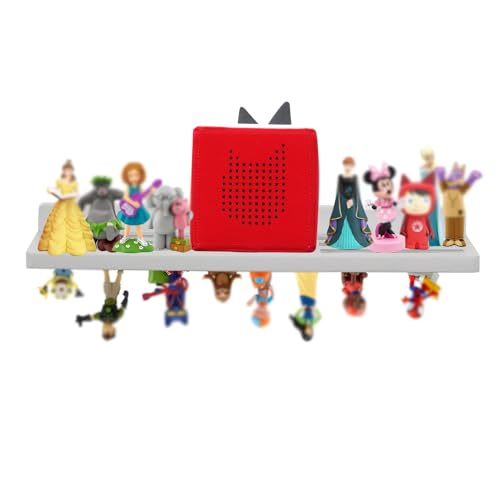 FURAOMEILI Für Tonies Regal Magnetisch,für Toniebox Figuren Aufbewahrung und Display Regal (für 36 Figuren),Wandregal für Hörspielzeug,Kompatible Ladestation für das Kinderzimmer,Eiche,Hellgrau von FURAOMEILI