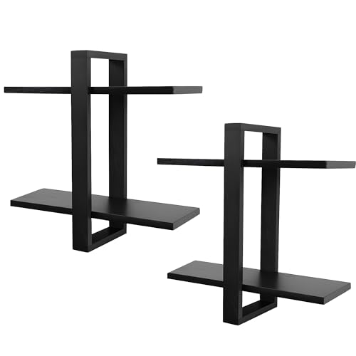 FURAOMEILI Schwebende Regale für die Wand, Wandmontage, Ausstellungsregale für Wohnzimmer, Schlafzimmer, Badezimmer, Küche, Büro, 2 Stück (schwarz) von FURAOMEILI