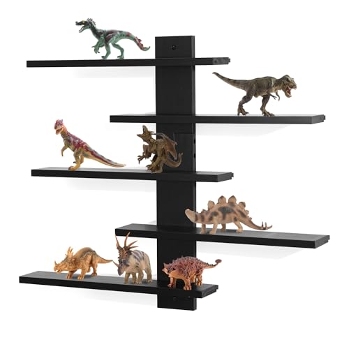 FURAOMEILI Schwebendes Regal für die Wand,für Tonie Regal,Kleines Holzregal für Sammelfiguren,Schnapsgläser,Mini Dekor,für Spielzeug(Schwarz) von FURAOMEILI