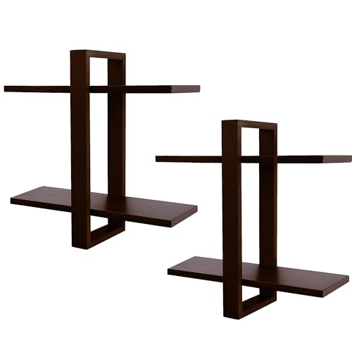 FURAOMEILI Schweberegale für die Wand, Wandmontage, Ausstellungsregale für Wohnzimmer, Schlafzimmer, Badezimmer, Küche, Büro, 2er-Set (Walnuss) von FURAOMEILI