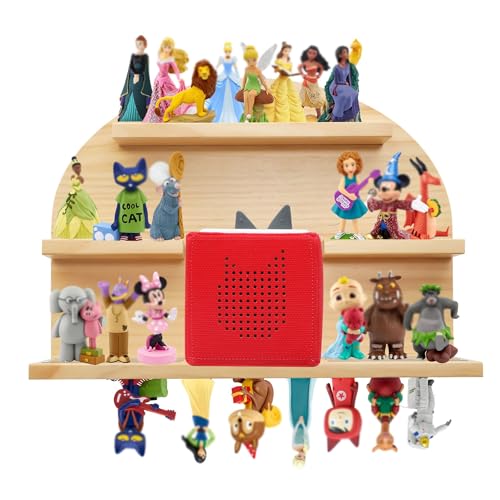 Magnetisches Regal für Tonie Figuren,Wandregale für die Toniebox,Organizer zur Aufbewahrung von Tonie-Hörspielfiguren,kompatible Ladestation fürs Kinderzimmer,Kiefernholz,Bogenform,(Natur Holz) von FURAOMEILI
