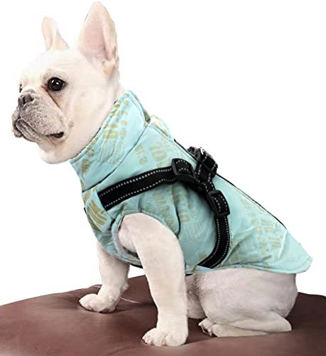 Hundejacke Winterweste, Jacken Hundemantel Hundepullover Haustier Hundebekleidung mit Geschirr Ring Wasserdichter, Ärmelloser Verstellbarer Reißverschluss, Reflektierende (XL, Türkis) von FUREINSTORE