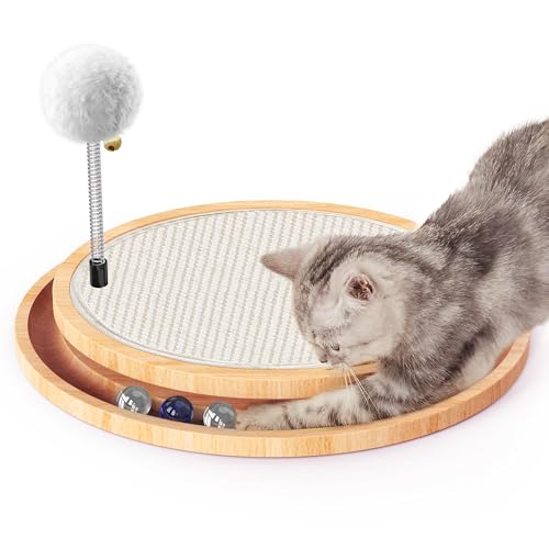 Furjoy Katzenkratzer, Natürliche Sisalmatte Kratzpads für Katzen mit Glocken Ball, Interaktives Katzenspielzeug Kugelbahn Für die Jagd auf die Jagd Mental Physical Exercise Puzzle Furjoy Katzenkratzer, Natürliche Sisalmatte Kratzpads für Katzen mit Glocken Ball, Interaktives Katzenspielzeug Kugelbahn Für die Jagd auf die Jagd Mental Physical Exercise Puzzle von FURJOY