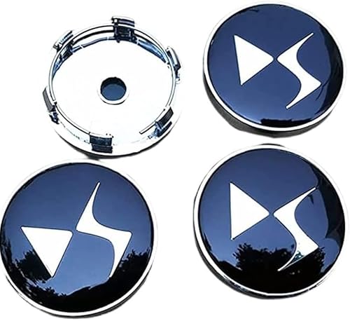 FURLOU 4 Stück für Citroen DS3 DS6 DS7 C3 C4 C5, 60mm Auto Nabendeckel Radkappen Radnabenkappen Radnabenabdeckung Nabenkappen Felgendeckel Radnabendeck,Blue von FURLOU