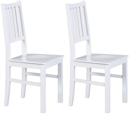 FURNARO 2er Set Esszimmerstuhl William Weiß Massivholz Landhausstil 42 x 47 x 95 cm von FURNARO