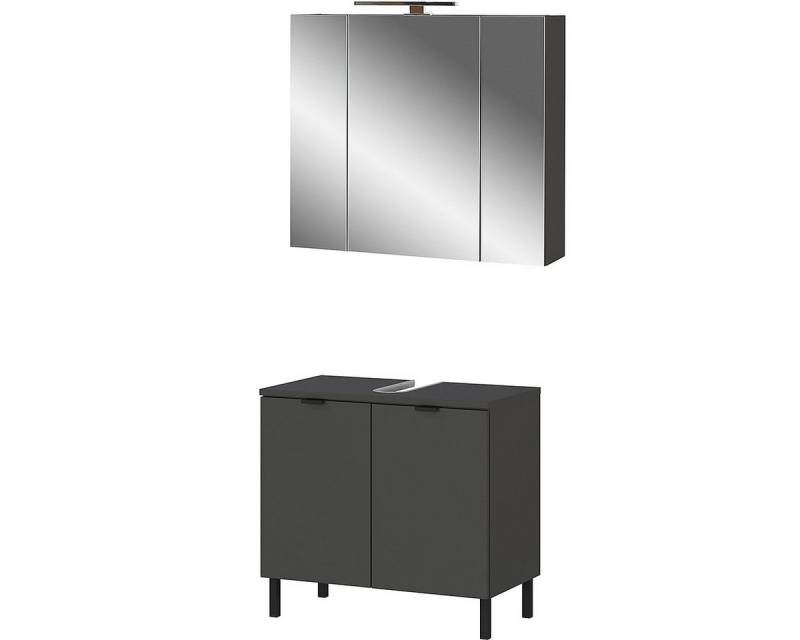 FURNARO Badmöbel-Set, 2 tlg. Badezimmerset Waschbeckenunterschrank Spiegelschrank Graphit FURNARO Badmöbel-Set, 2 tlg. Badezimmerset Waschbeckenunterschrank Spiegelschrank Graphit von FURNARO