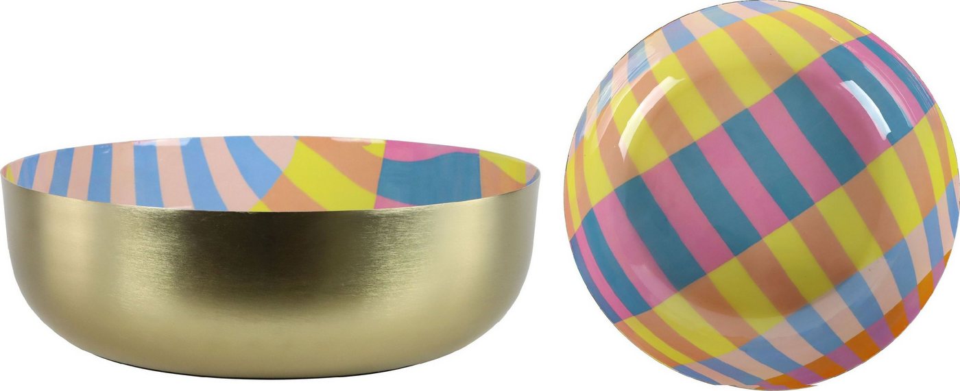 FURNARO Dekoschale, Innen glänzend bunt mit diagonalen Streifen in Rosa, Blau, Gelb FURNARO Dekoschale, Innen glänzend bunt mit diagonalen Streifen in Rosa, Blau, Gelb von FURNARO