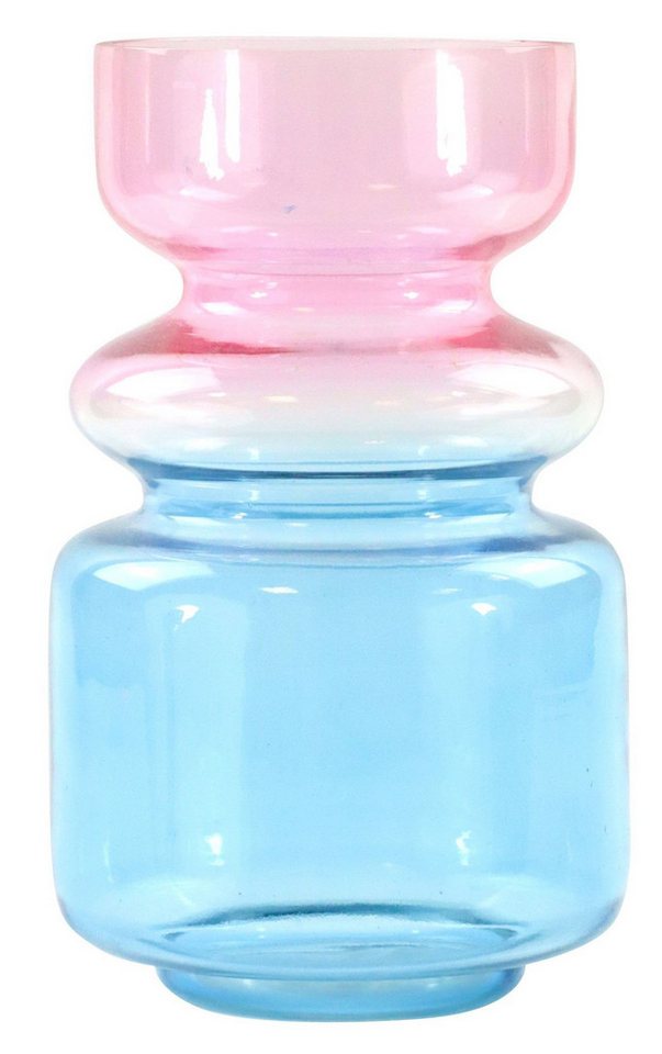FURNARO Dekovase Multicolor (1 St), Farbverlauf in kräftigem Rot und Blau, aus transparentem Glas von FURNARO