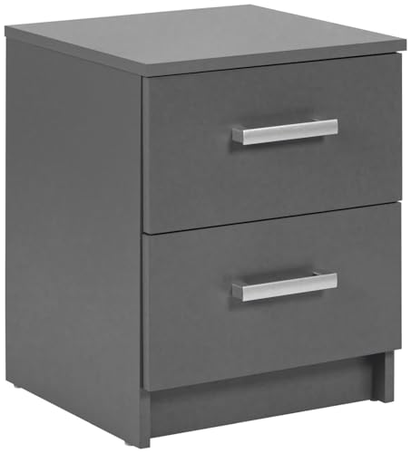 FURNARO Nachtkommode Elias 2 Schubladen Grau 41,2 x 40 x 50,8 cm von FURNARO