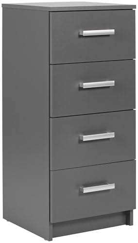 FURNARO Nachtkommode Elias 4 Schubladen Grau 41,2 x 40 x 91,5 cm von FURNARO