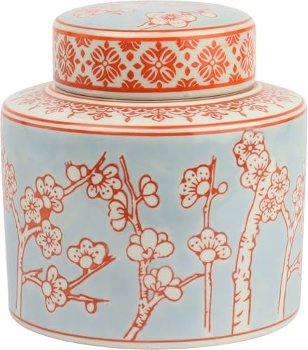 FURNARO Objektdose Ming aus Porzellan – dekorative Vorratsdose mit floralem Muster in Hellblau, asiatisches Design, Ø16x16 cm FURNARO Objektdose Ming aus Porzellan – dekorative Vorratsdose mit floralem Muster in Hellblau, asiatisches Design, Ø16x16 cm von FURNARO