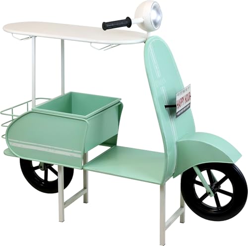 FURNARO Rollerbar Happy Hour Deko-Servierwagen in Rolleroptik, Eisen/Kunststoff, grün, 121x52x105 cm, Retro Möbel für Wohnzimmer, Küche oder Event von FURNARO